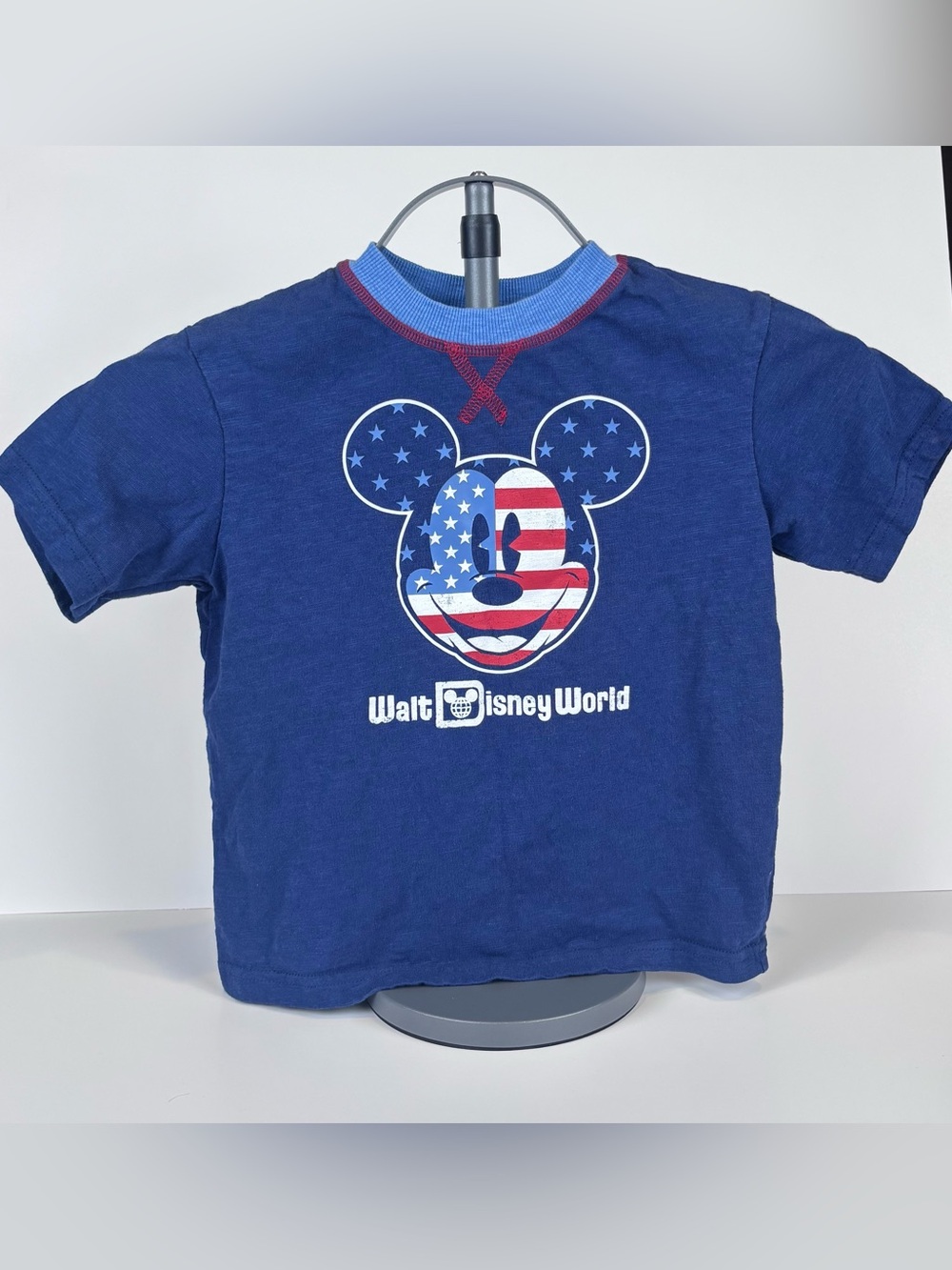 Disney Parks Mickey Mouse Patriotic Americana T-Shirt Blue Stars & Stripes